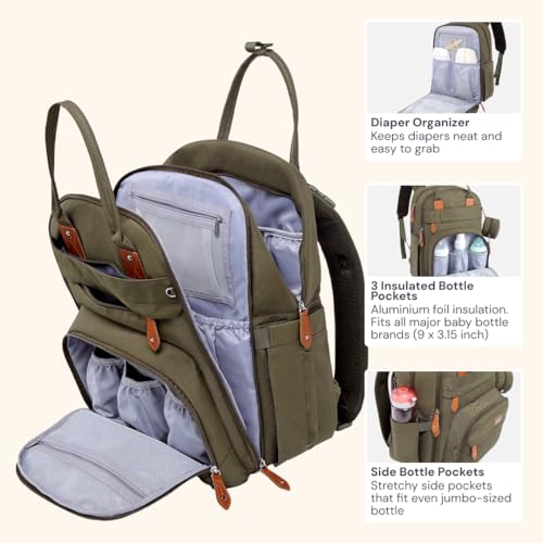 BabbleRoo Diaper Bag Backpack, Waterproof Multifunctional Baby Travel Bag