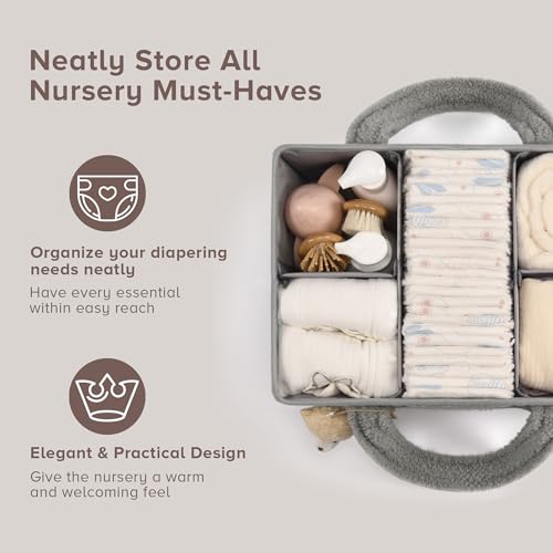 PeraBella Baby Diaper Caddy Organizer, Portable Nursery Storage Basket for Changing Table
