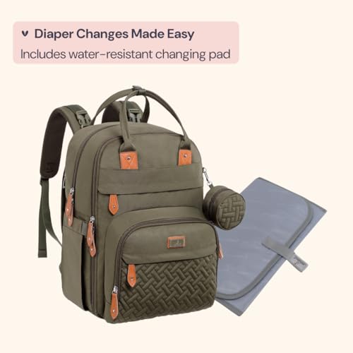 BabbleRoo Diaper Bag Backpack, Waterproof Multifunctional Baby Travel Bag