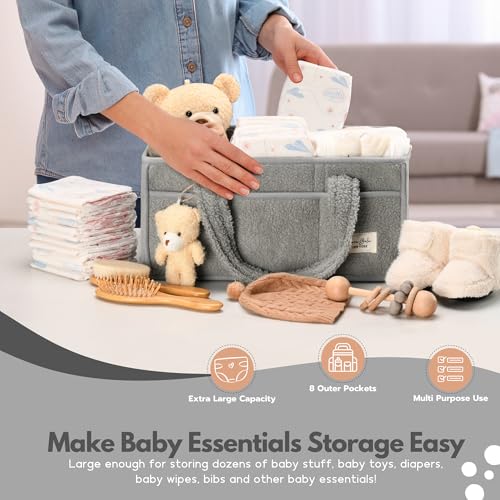 PeraBella Baby Diaper Caddy Organizer, Portable Nursery Storage Basket for Changing Table