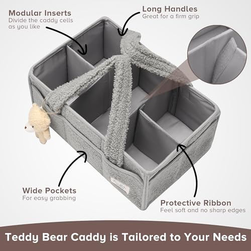 PeraBella Baby Diaper Caddy Organizer, Portable Nursery Storage Basket for Changing Table