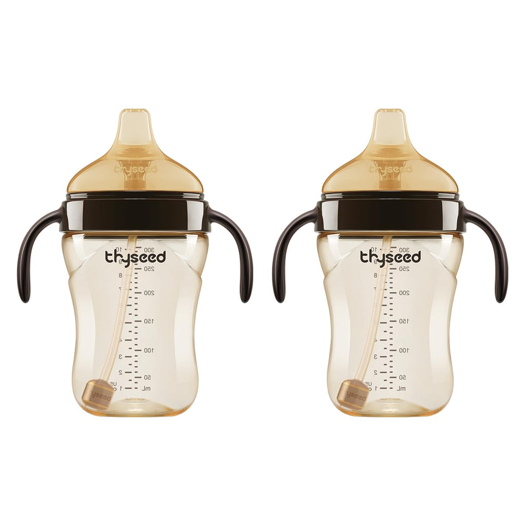 Spill-Proof Weighted Straw Sippy Cup with Handles & Lid