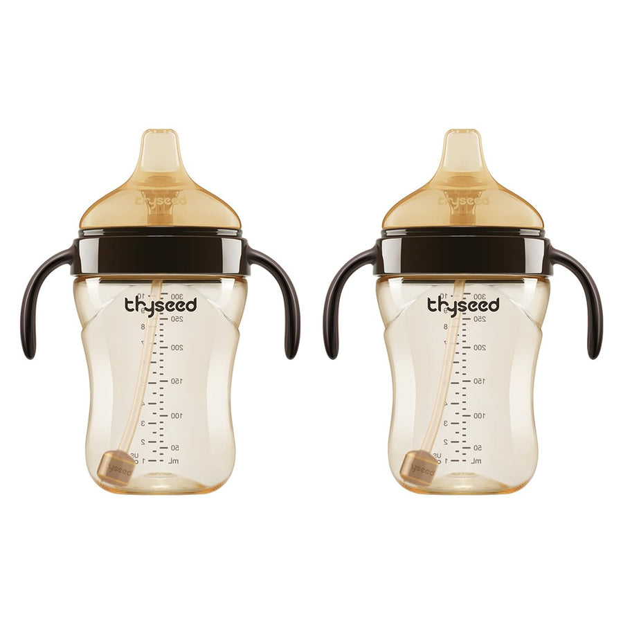 Spill-Proof Weighted Straw Sippy Cup with Handles & Lid