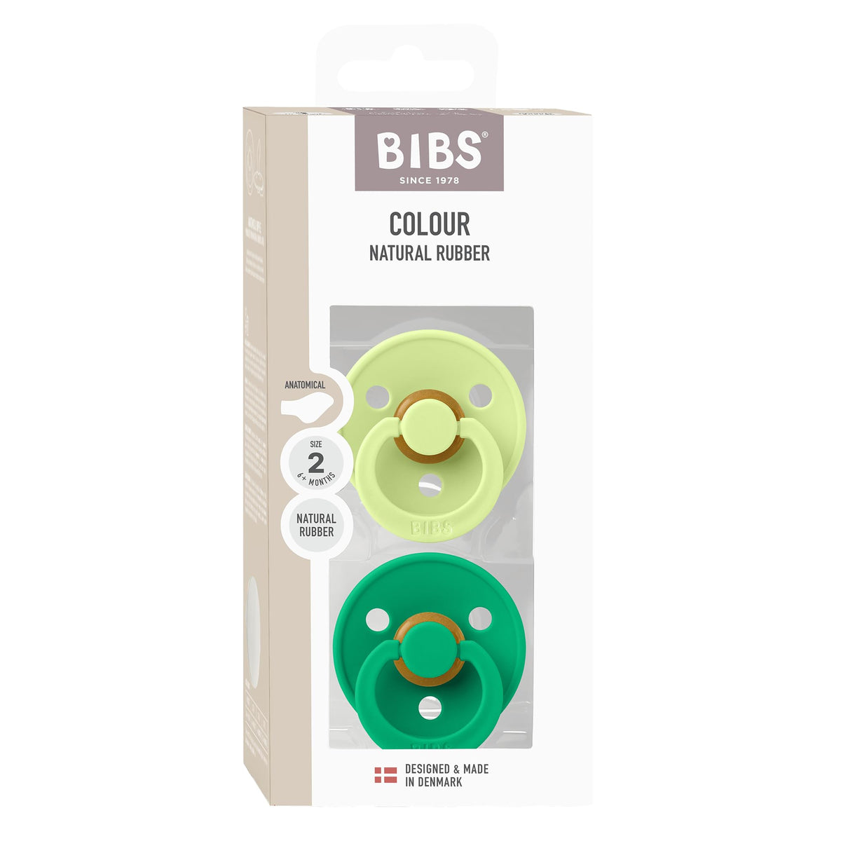 BIBS Colour Baby Pacifier with Round Nipple, Soft Silicone Shield