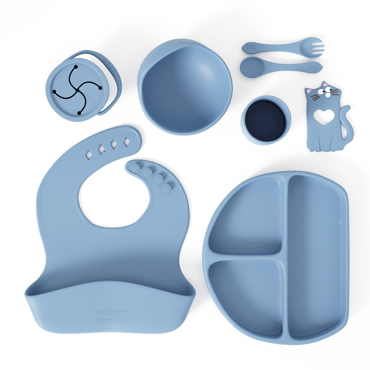 Muqee Peeko Silicone Baby Feeding Set with Utensils
