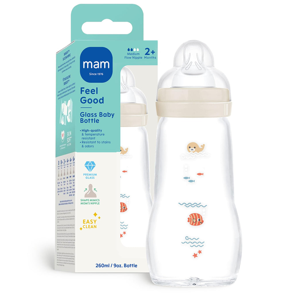 MAM Feel Good Slow Flow Premium Glass Baby Bottle