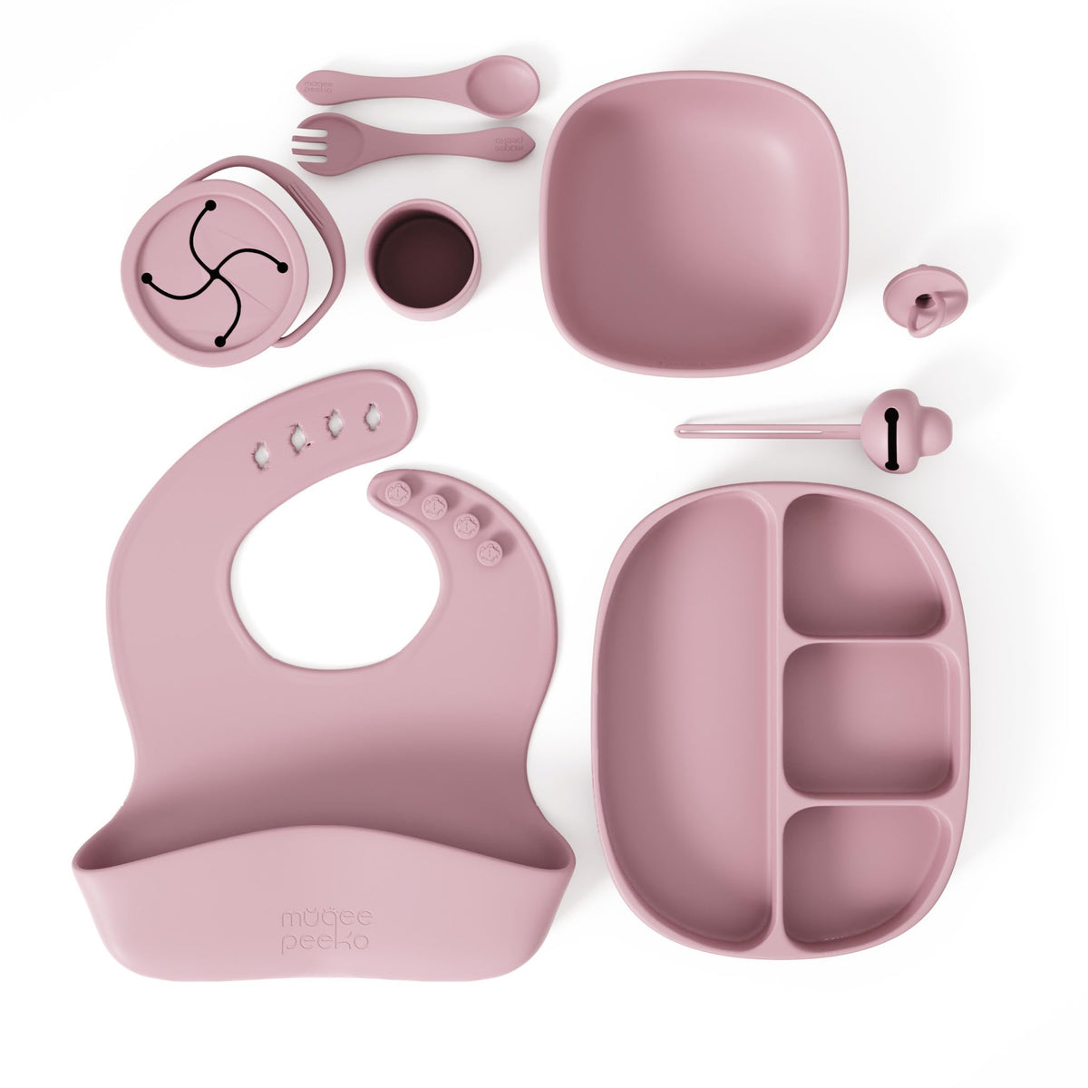 Muqee Peeko Silicone Baby Feeding Set with Utensils
