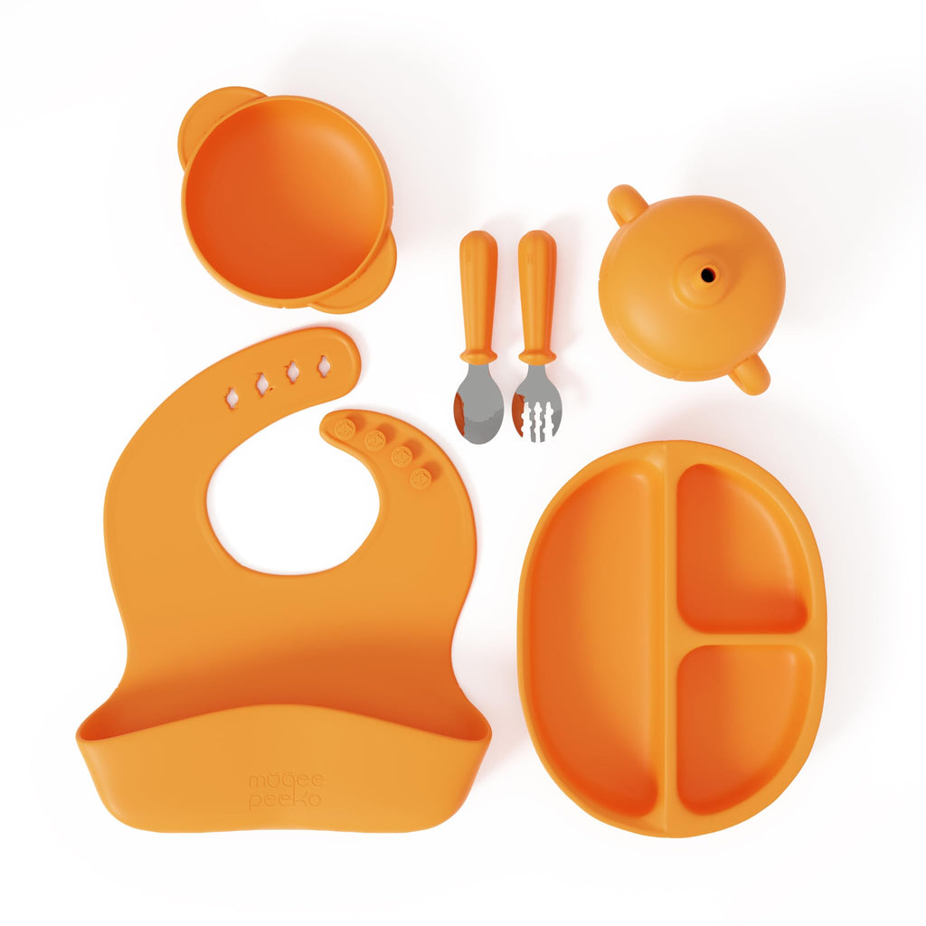 Muqee Peeko Silicone Baby Feeding Set with Utensils