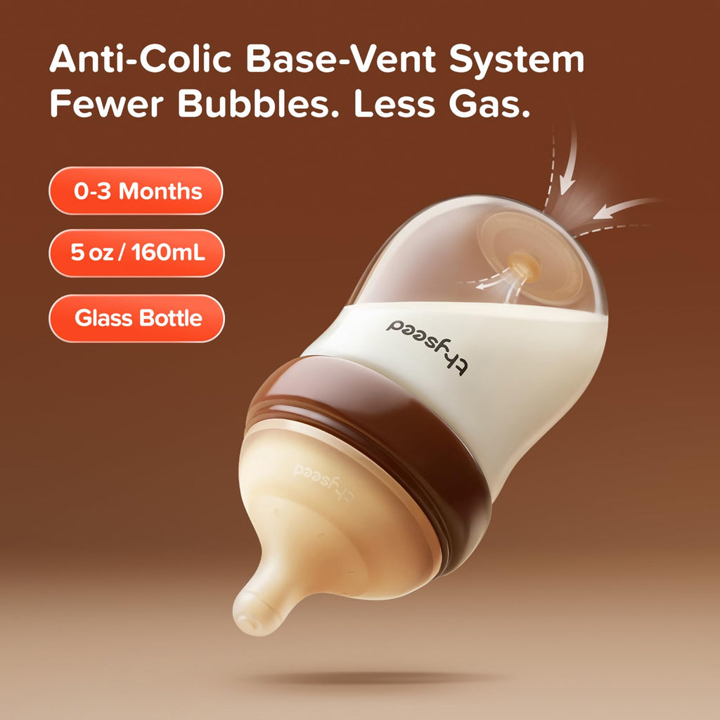 4-Pack 5 oz Glass Anti-Colic Baby Bottles for Newborns
