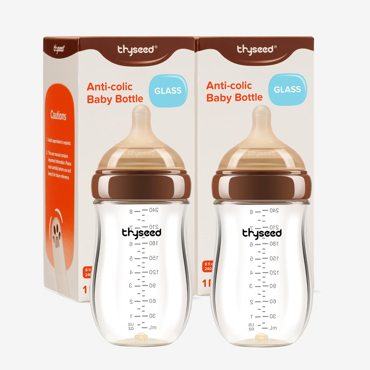 4-Pack 5 oz Glass Anti-Colic Baby Bottles for Newborns