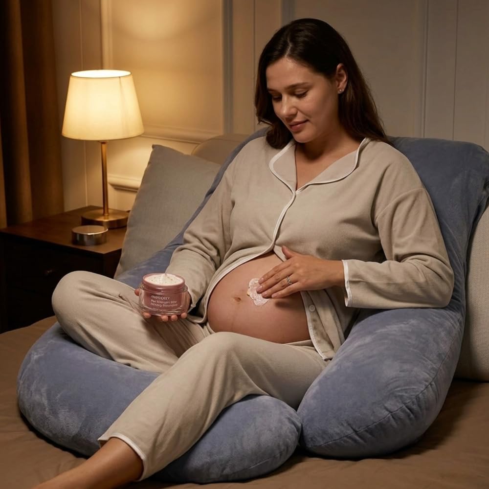 Momcozy Maternity Comfort Bundle with Pregnancy Pillow & Cream
