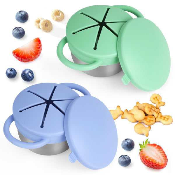 2-Pack Spill-Proof Toddler Snack Cups with Silicone Lids
