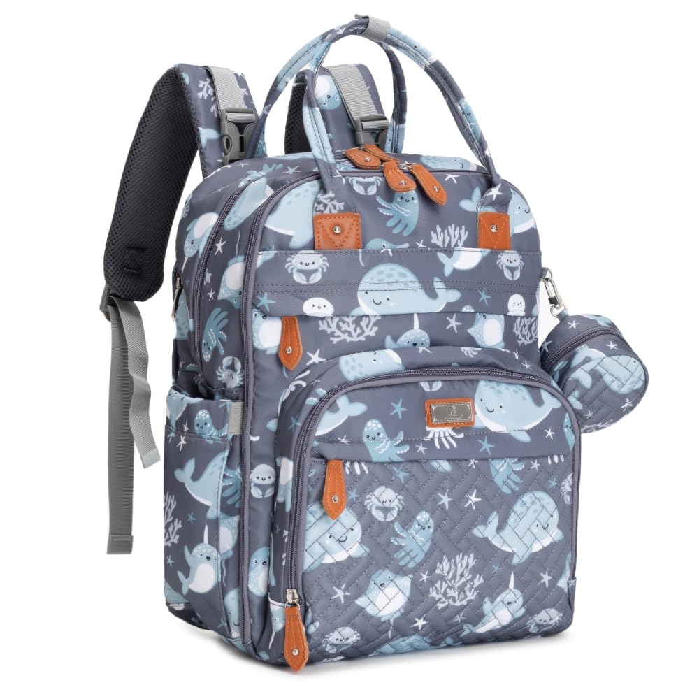 BabbleRoo Diaper Bag Backpack, Waterproof Multifunctional Baby Travel Bag