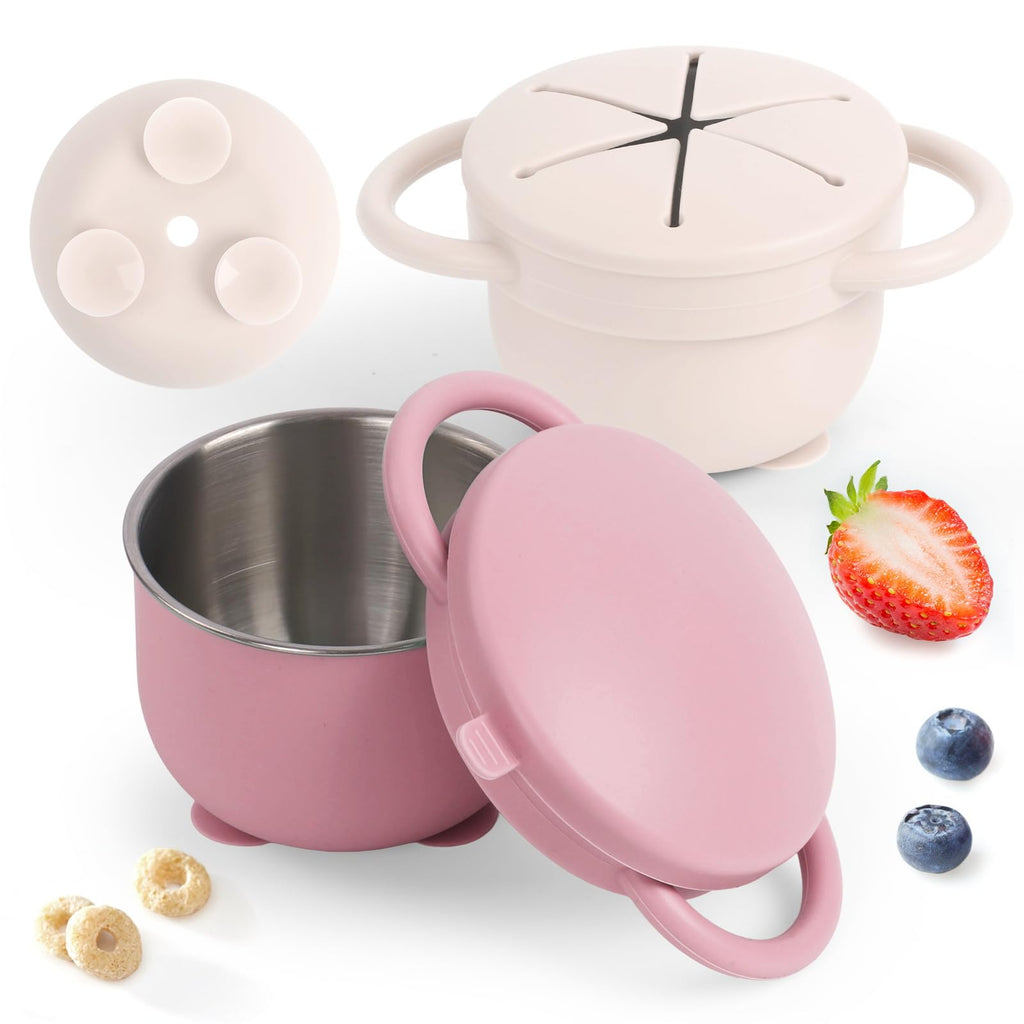 2-Pack Spill-Proof Toddler Snack Cups with Silicone Lids