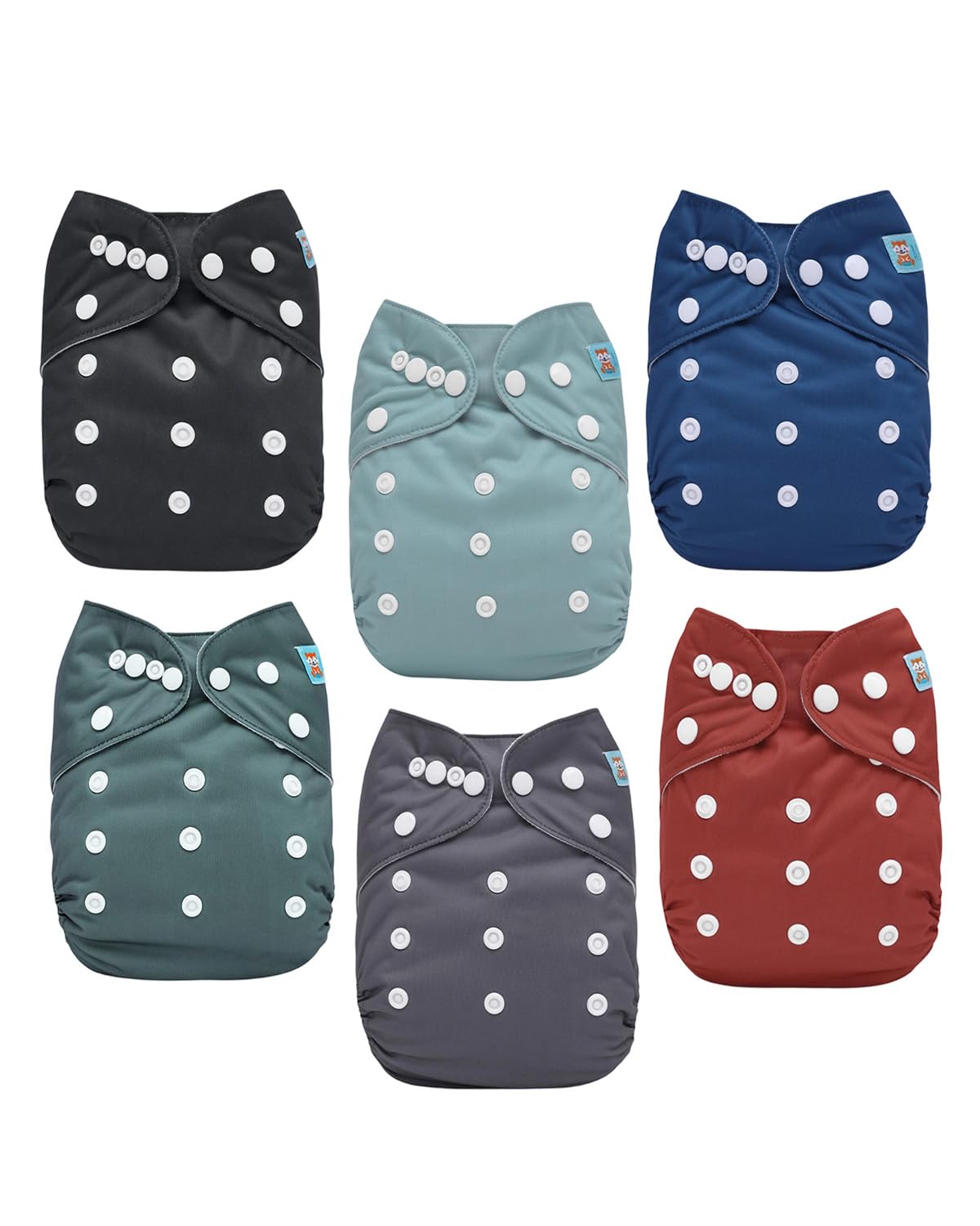 ALVABABY Reusable Cloth Diapers with Inserts, 6-Pack Adjustable Baby Covers