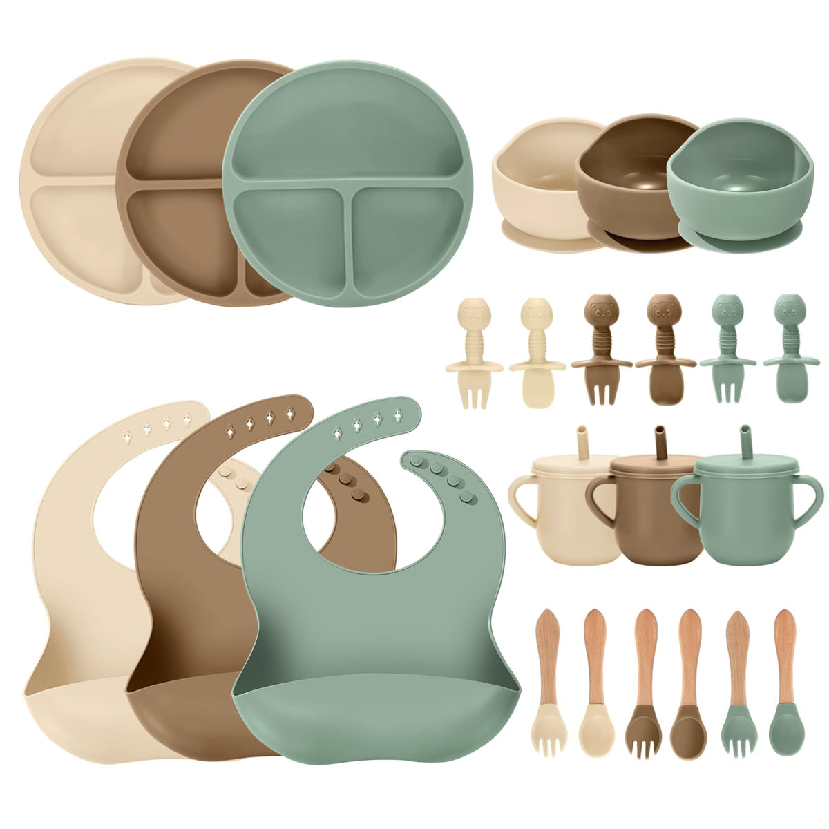 24-Piece Silicone Baby Feeding Set for Baby-Led Weaning