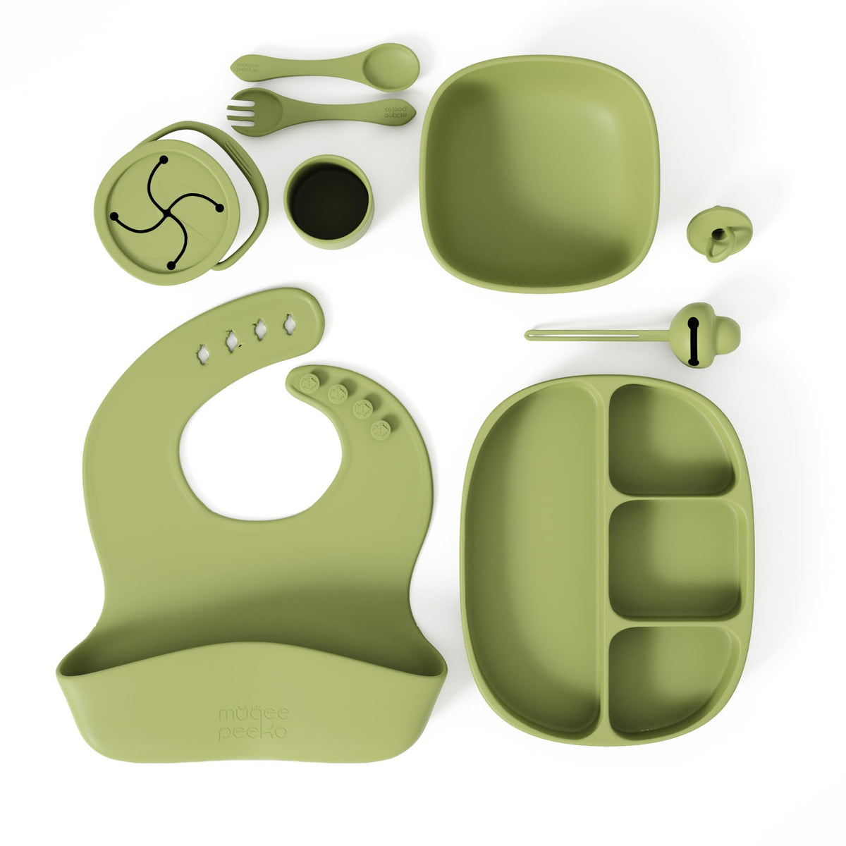 Muqee Peeko Silicone Baby Feeding Set with Utensils