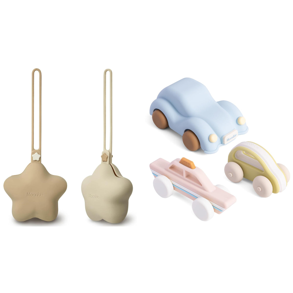 Moonkie Baby Essentials Silicone Pacifier & Toy Car Bundle