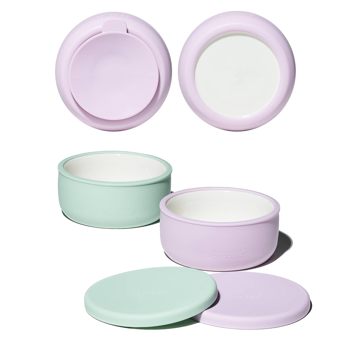 Porcelain Kids Bowls with Suction Base & Silicone Lids