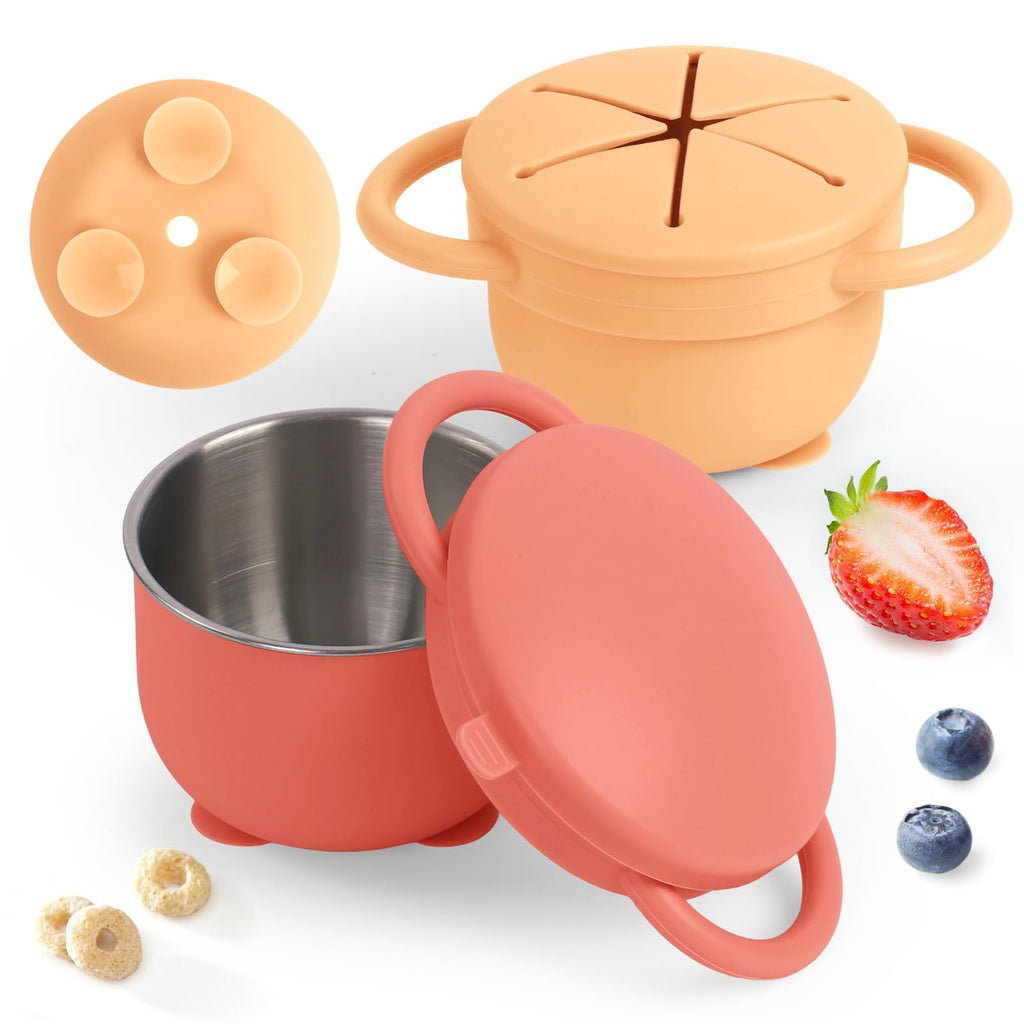 2-Pack Spill-Proof Toddler Snack Cups with Silicone Lids