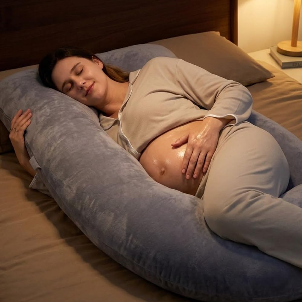 Momcozy Maternity Comfort Bundle with Pregnancy Pillow & Cream