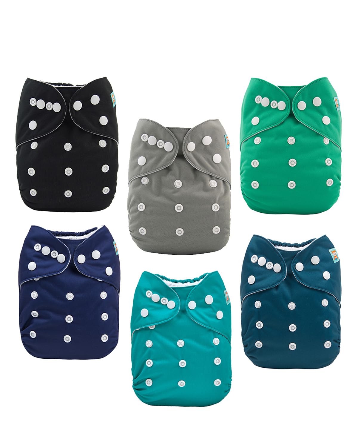 ALVABABY Reusable Cloth Diapers with Inserts, 6-Pack Adjustable Baby Covers