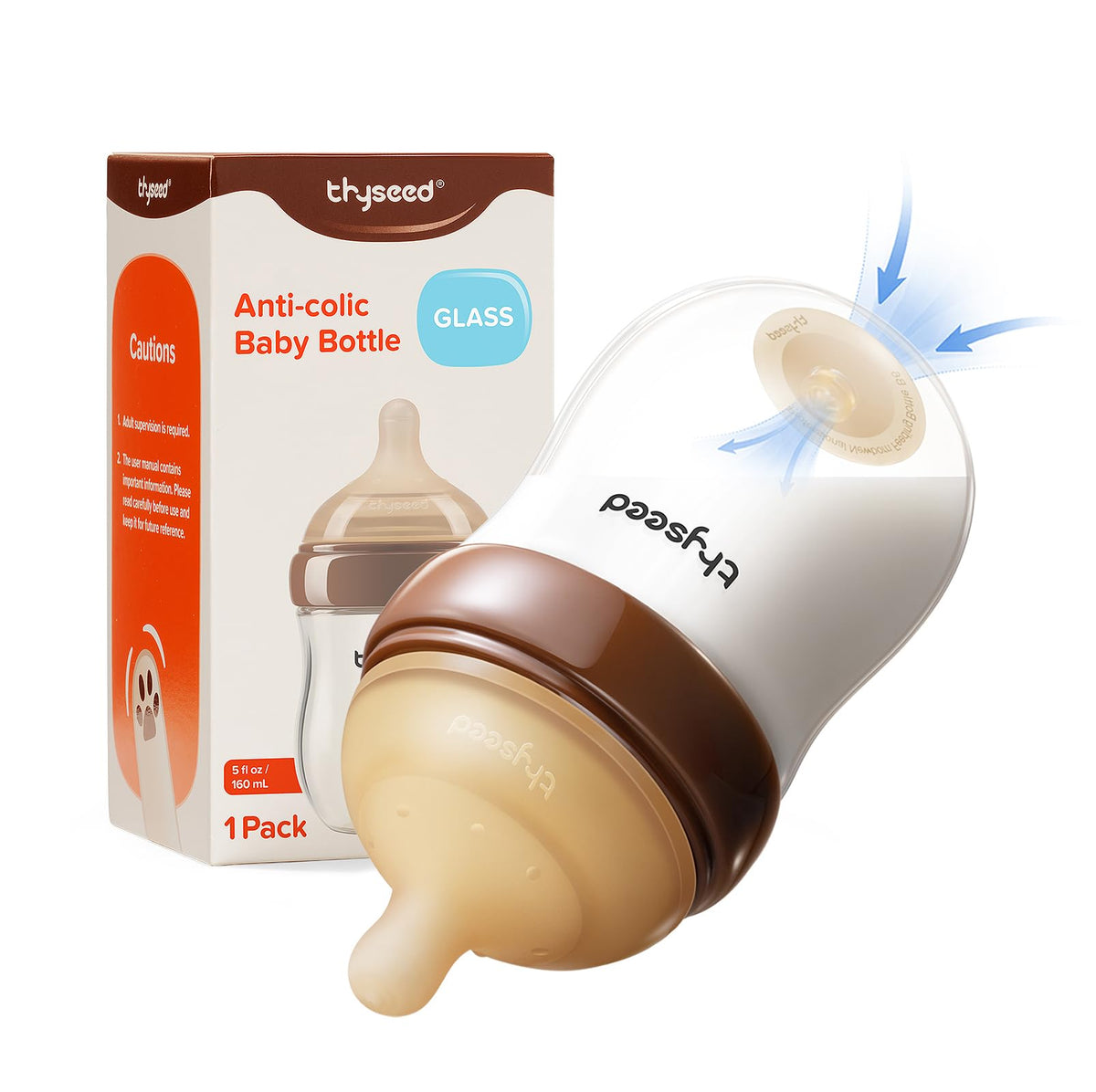 4-Pack 5 oz Glass Anti-Colic Baby Bottles for Newborns