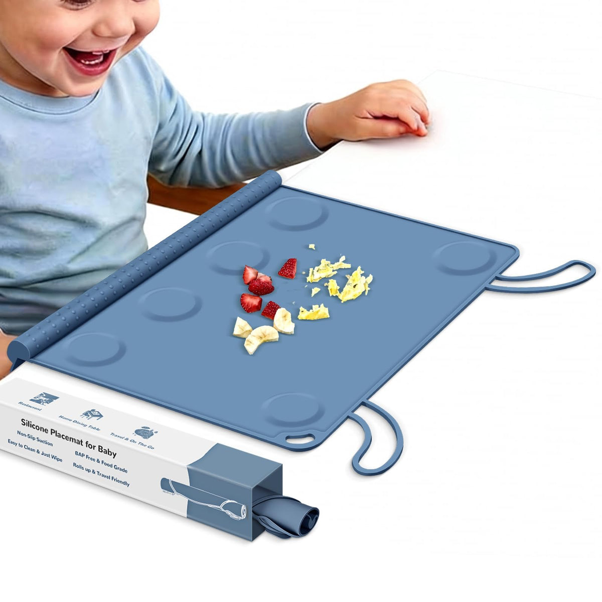 Silicone Toddler Placemat for Travel & Restaurant Dining