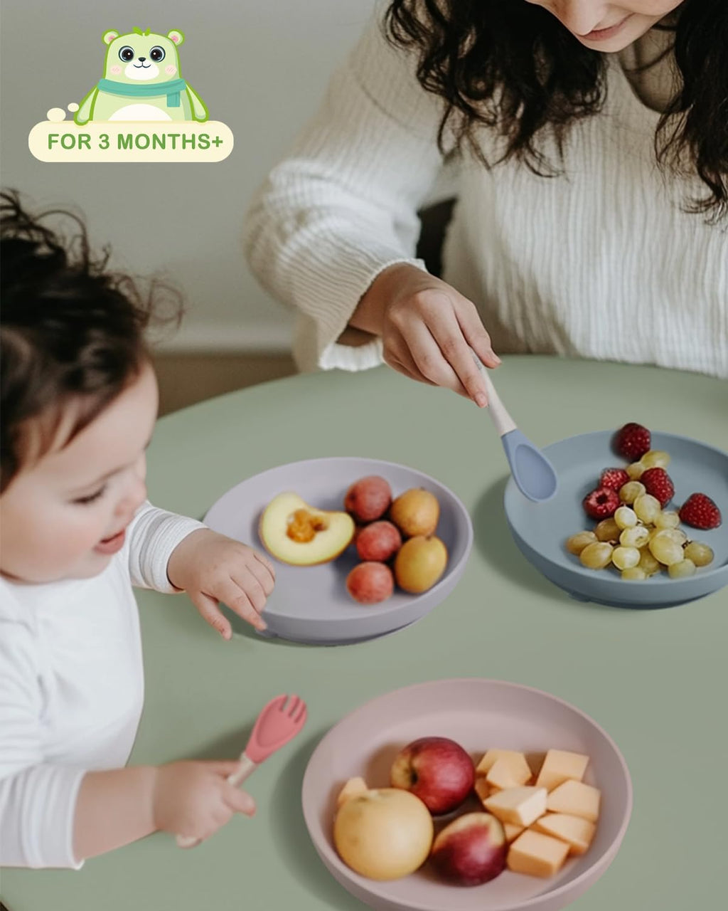 3-Pack Silicone Suction Plates for Toddlers & Kids