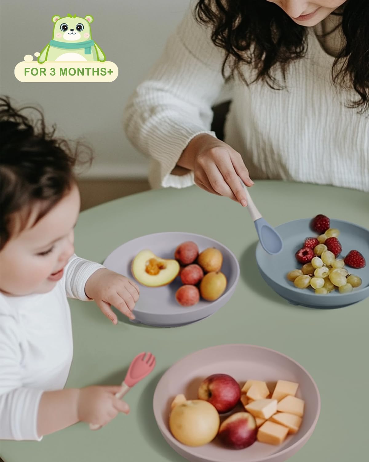 3-Pack Silicone Suction Plates for Toddlers & Kids