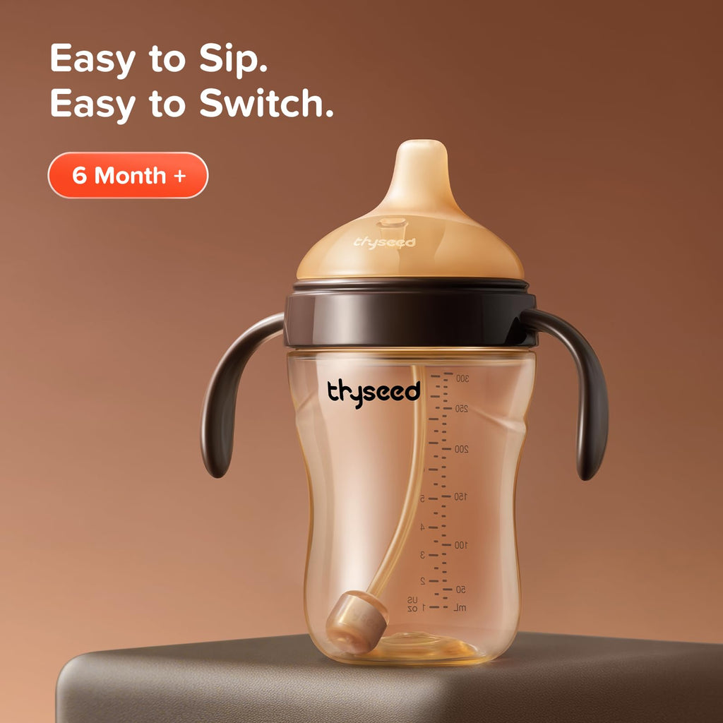 Spill-Proof Weighted Straw Sippy Cup with Handles & Lid