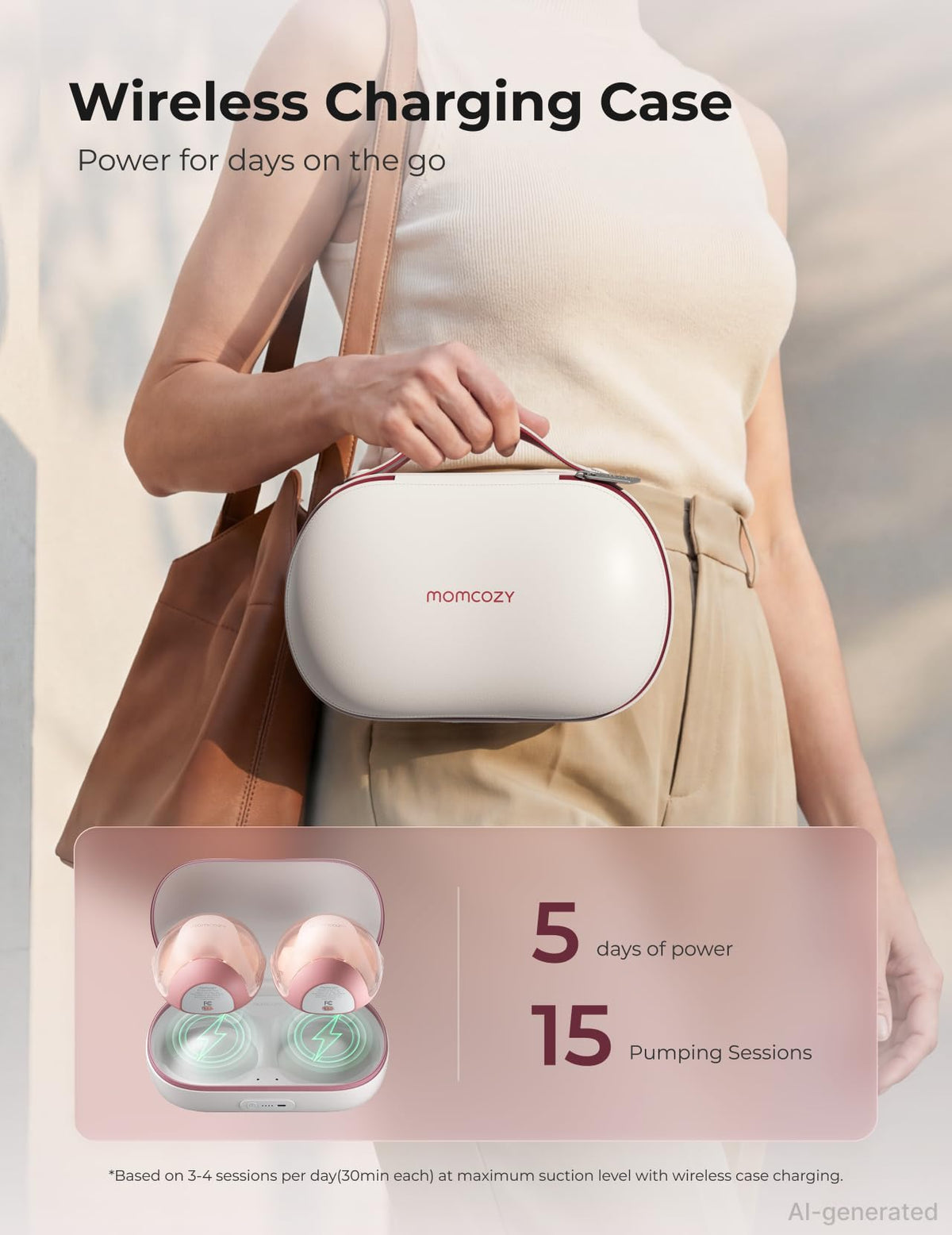 Momcozy M5 Smart Hands-Free Breast Pump with App Control
