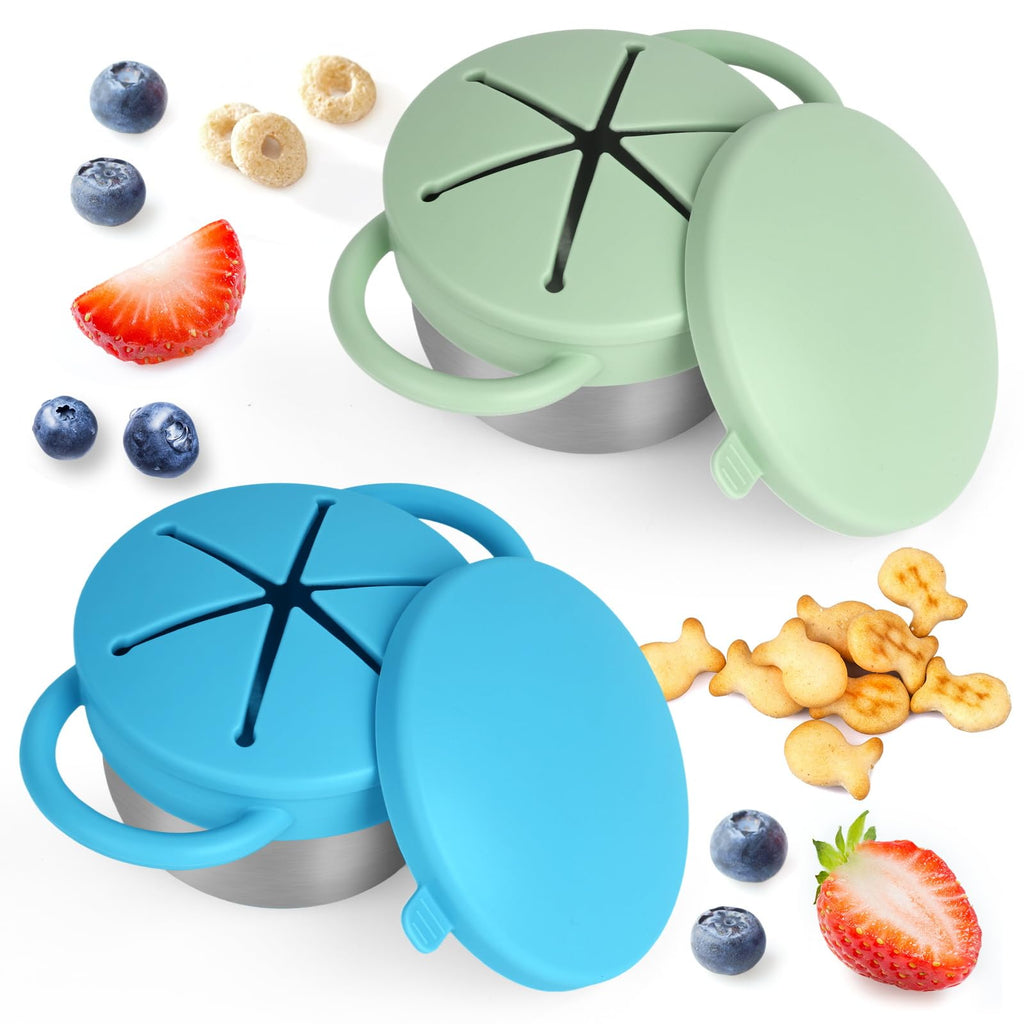 2-Pack Spill-Proof Toddler Snack Cups with Silicone Lids