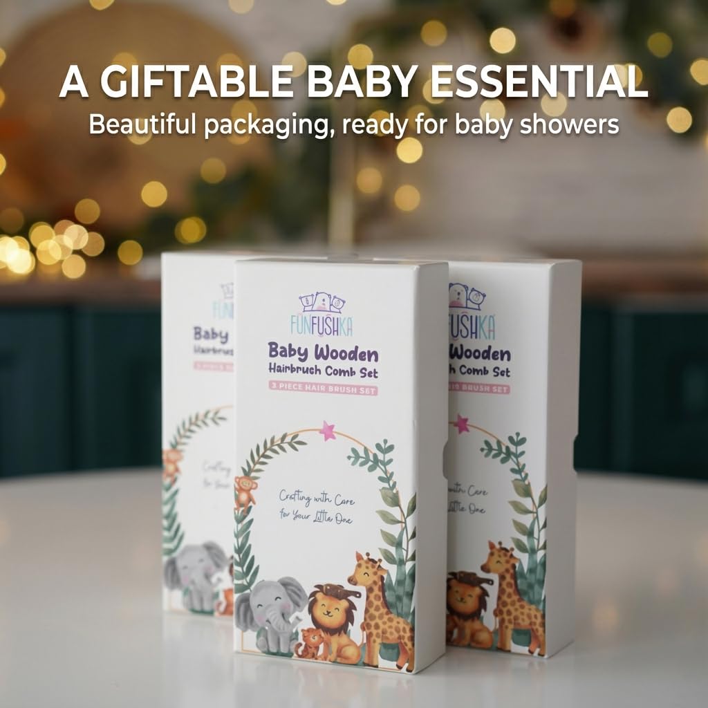 Ultra-Soft Goat Bristle Baby Hair Brush & Comb Set