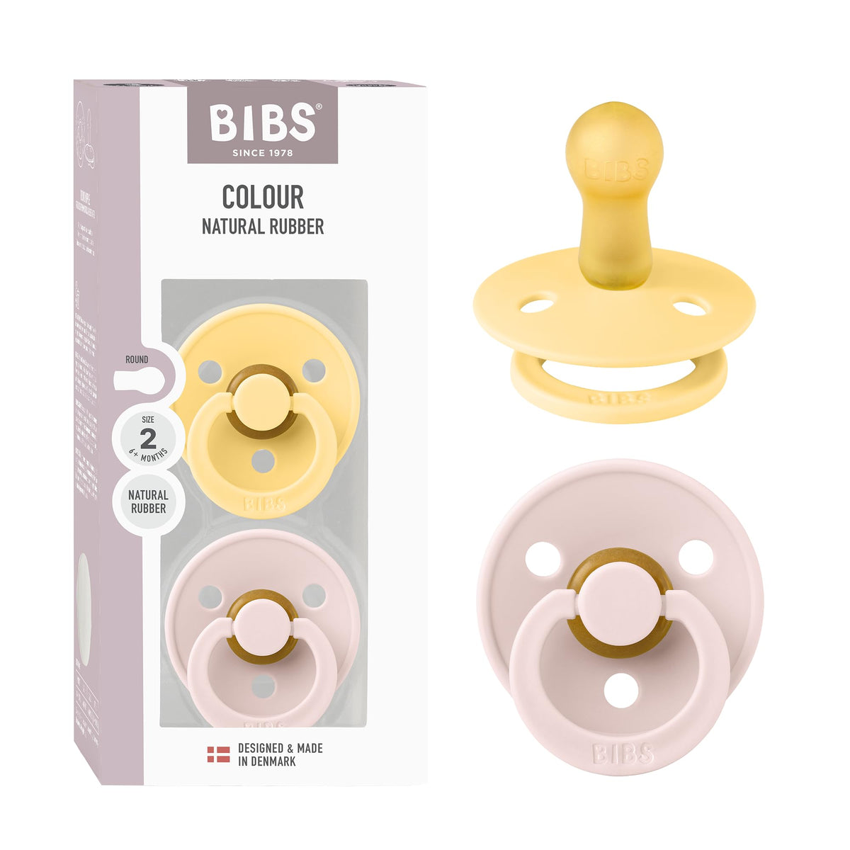 BIBS Colour Baby Pacifier with Round Nipple, Soft Silicone Shield