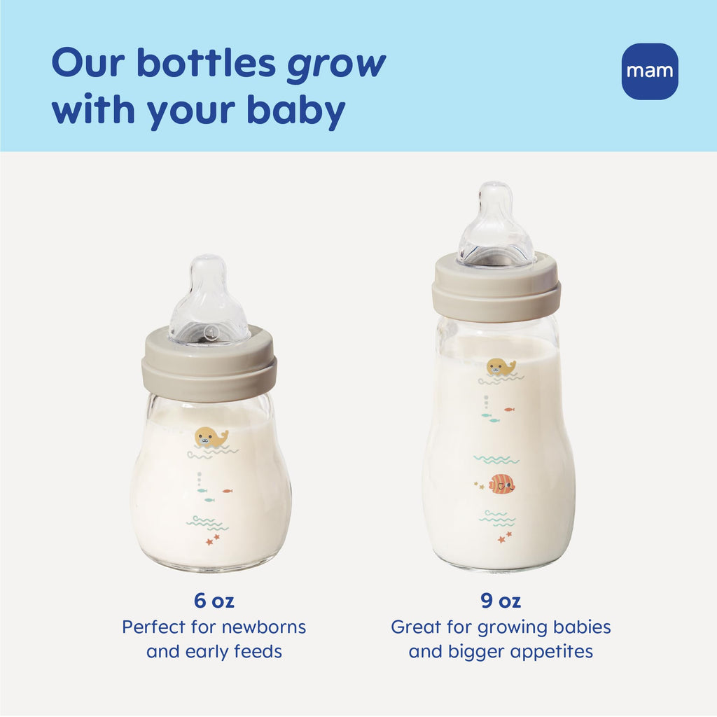 MAM Feel Good Slow Flow Premium Glass Baby Bottle