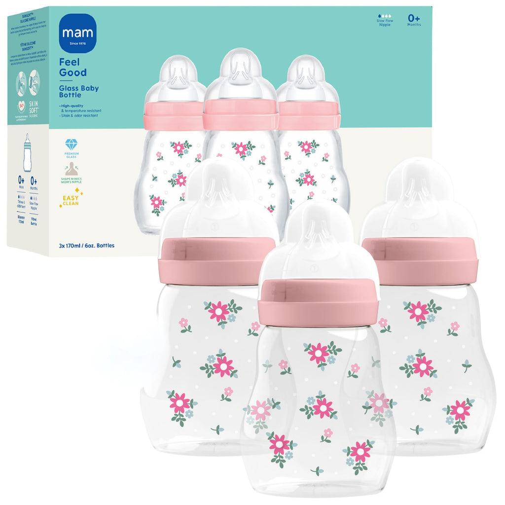 MAM Feel Good Slow Flow Premium Glass Baby Bottle