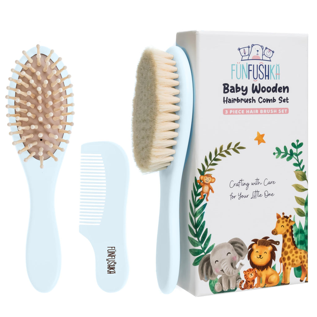 Ultra-Soft Goat Bristle Baby Hair Brush & Comb Set