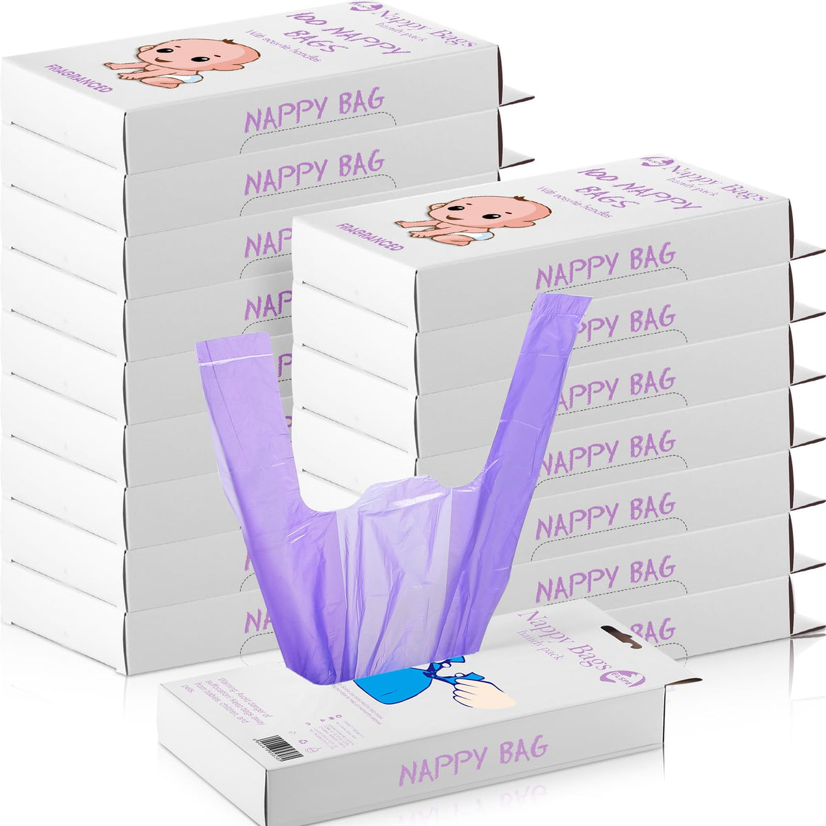 Baby Disposable Diaper Bags with Tie Handles, Scented Waste Bags, 1600-Count