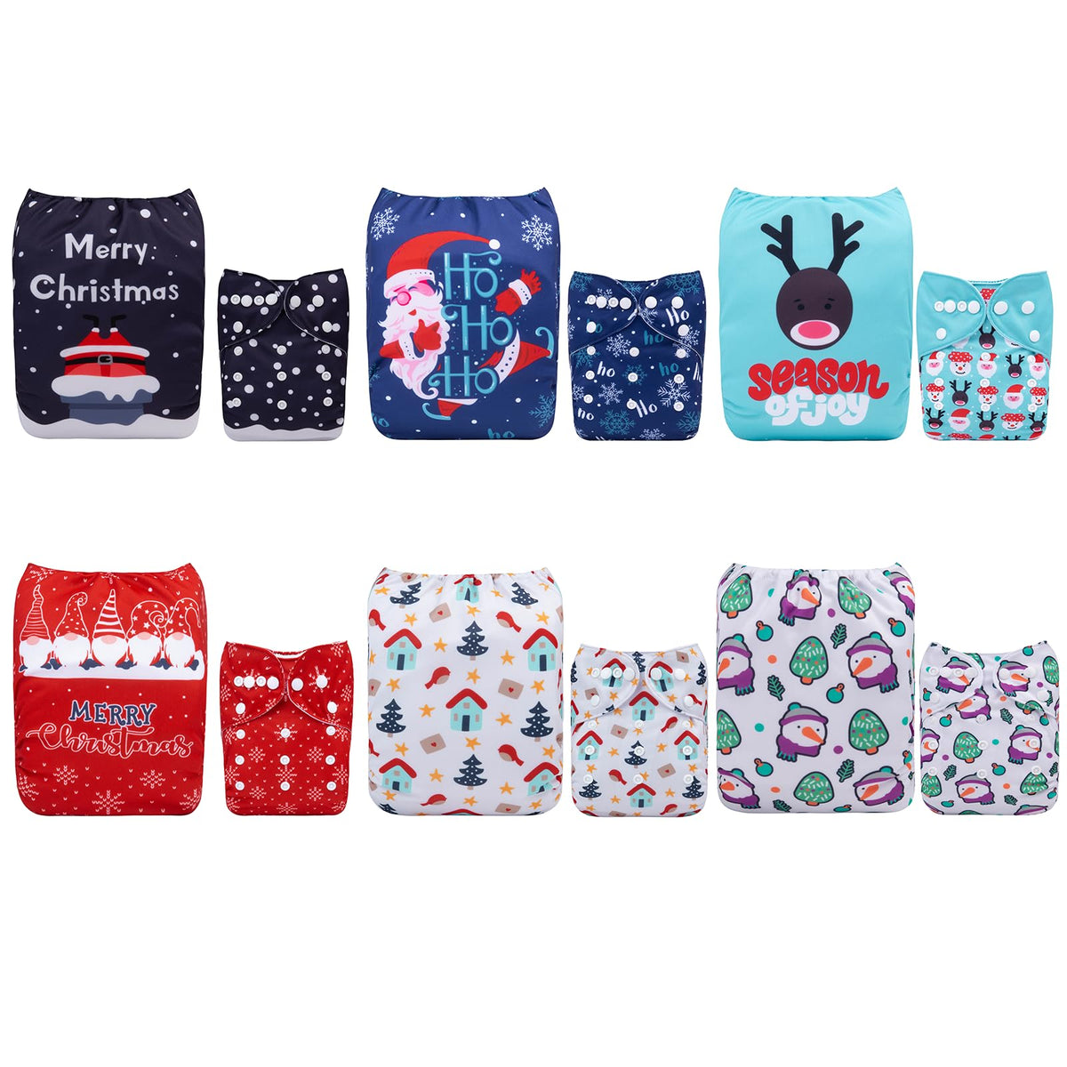ALVABABY Reusable Cloth Diapers with Inserts, 6-Pack Adjustable Baby Covers
