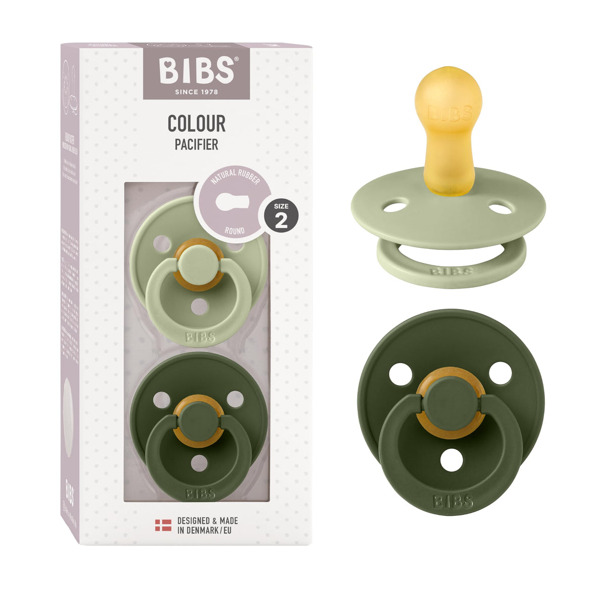 BIBS Colour Baby Pacifier with Round Nipple, Soft Silicone Shield