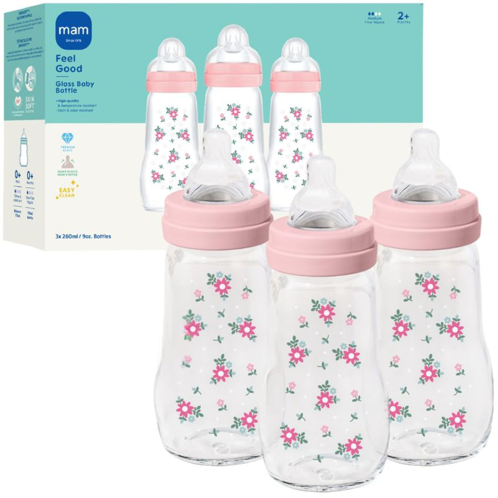 MAM Feel Good Slow Flow Premium Glass Baby Bottle