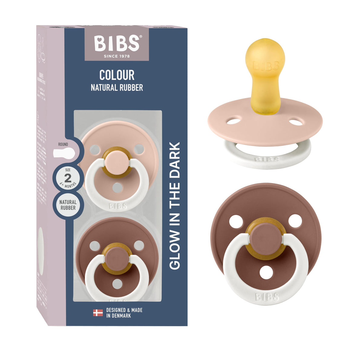 BIBS Colour Baby Pacifier with Round Nipple, Soft Silicone Shield
