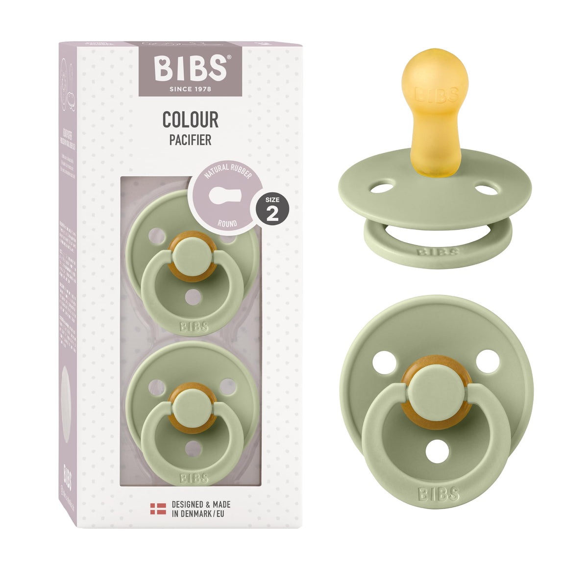 BIBS Colour Baby Pacifier with Round Nipple, Soft Silicone Shield