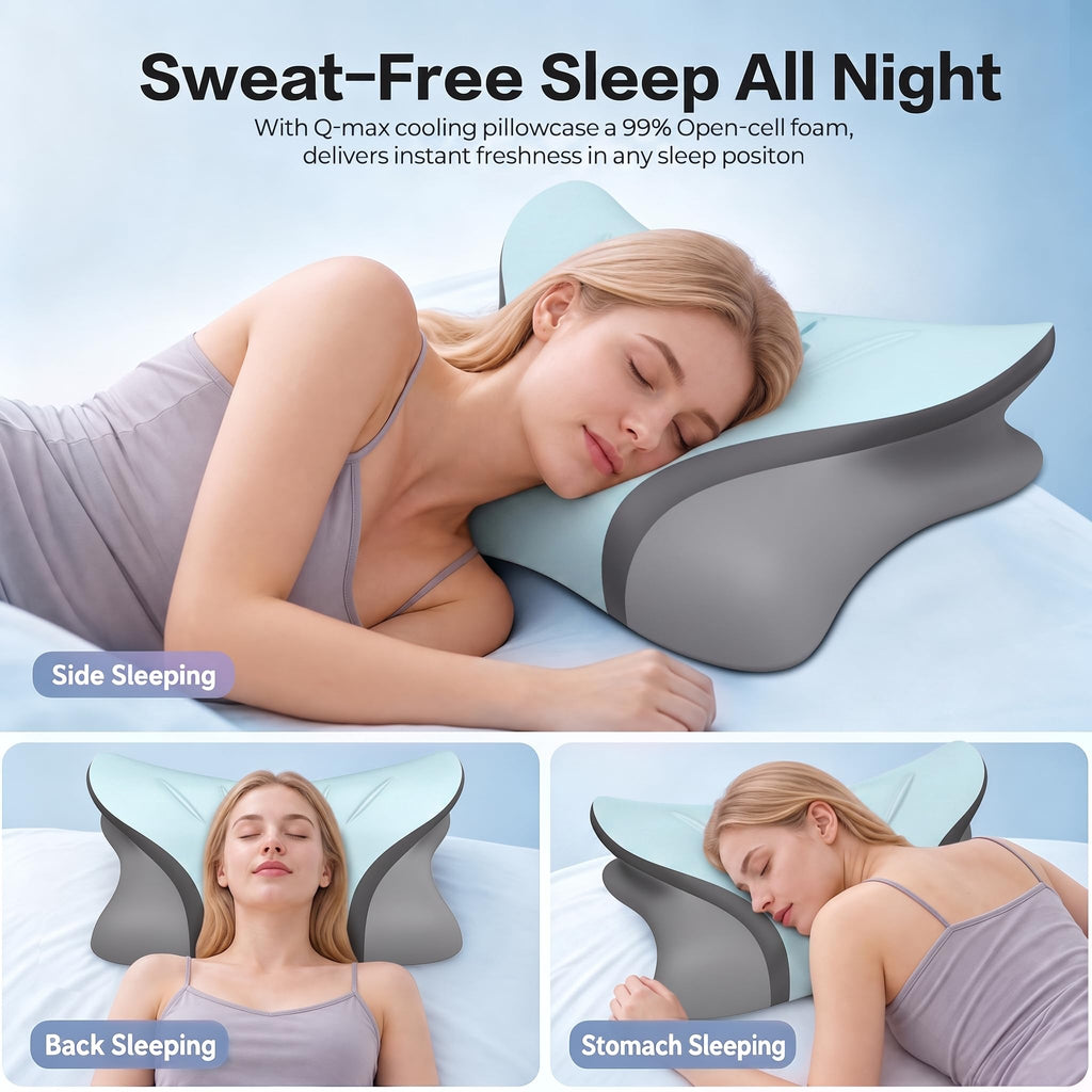Ergonomic Cervical Neck Pillow with Q-Max Cooling Support