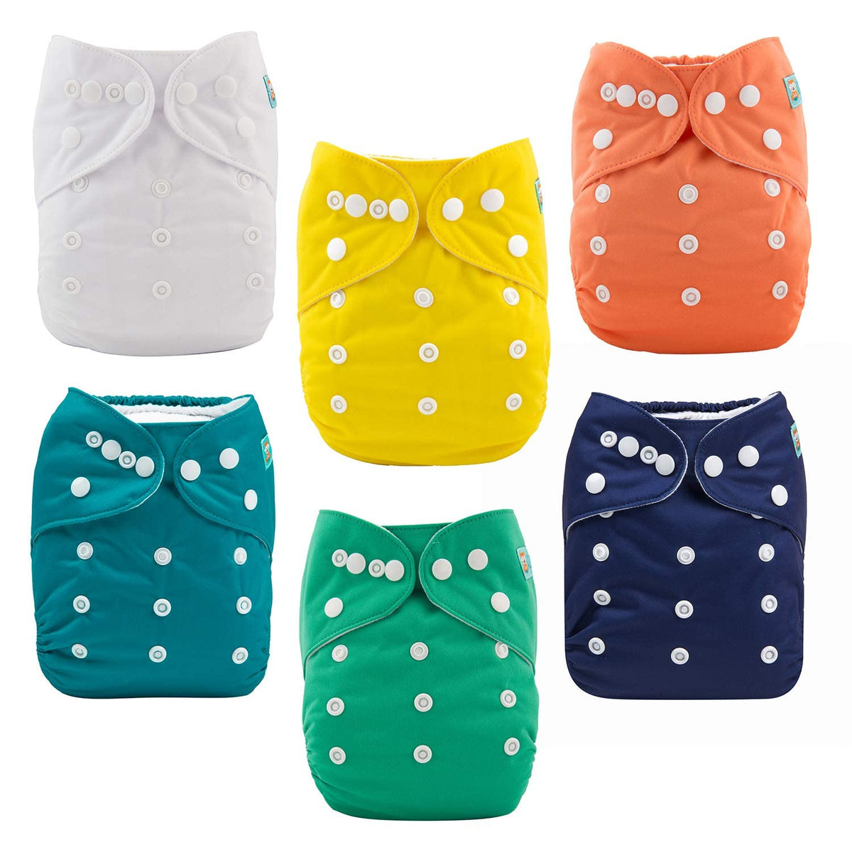 ALVABABY Reusable Cloth Diapers with Inserts, 6-Pack Adjustable Baby Covers