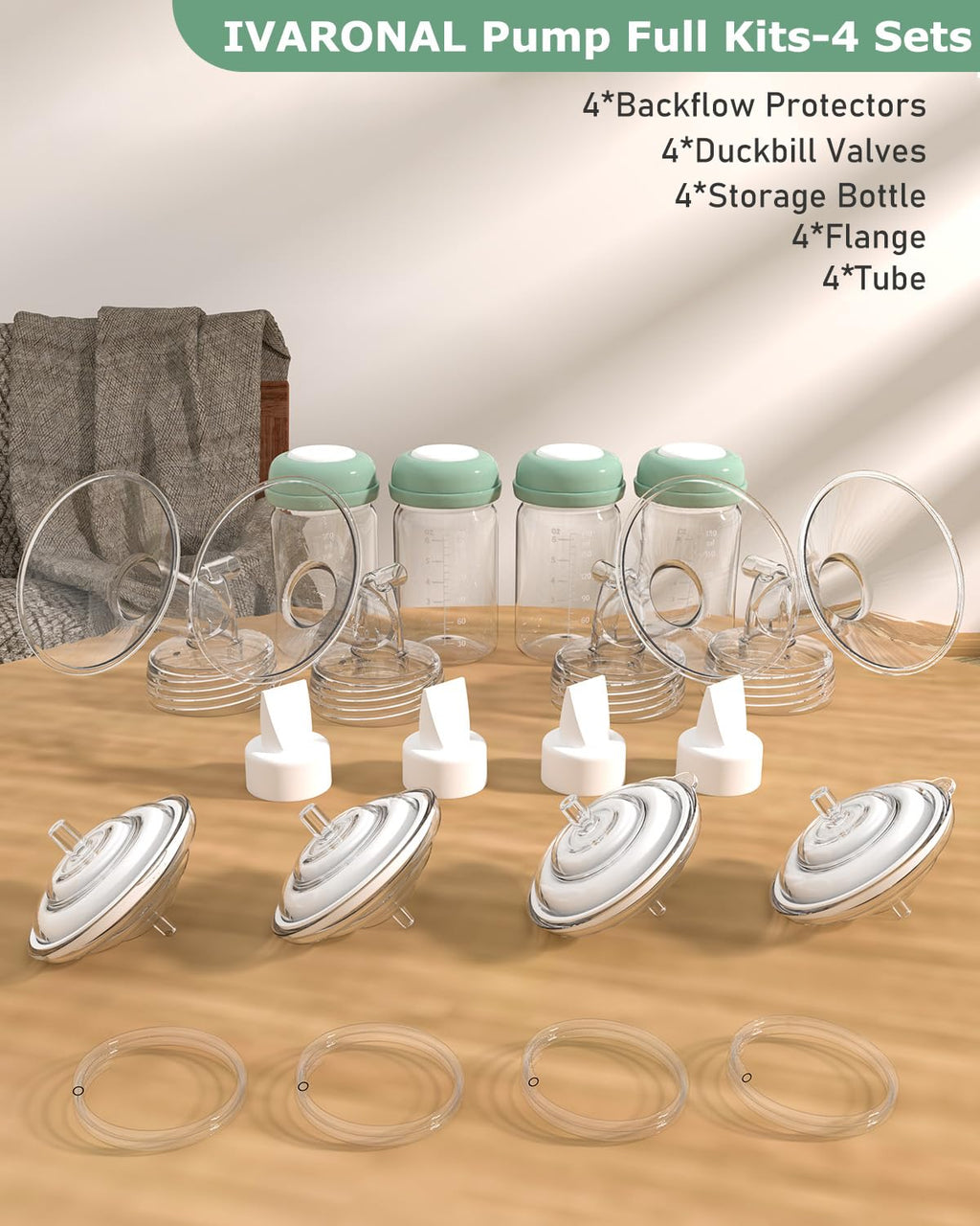 4-Pack Breast Pump Replacement Parts for Spectra S1 S2 S9 Plus SG