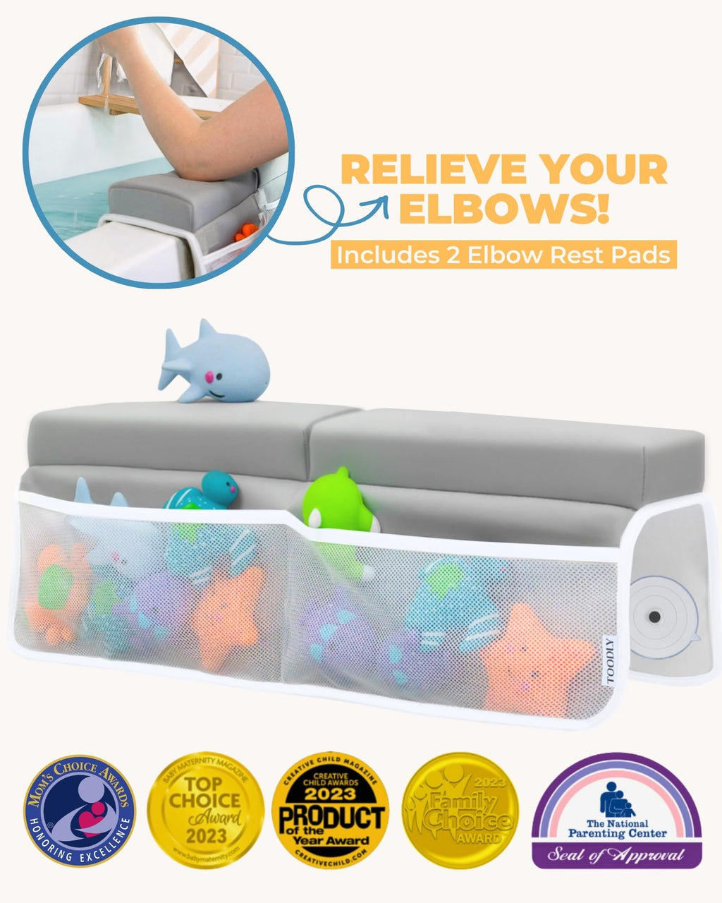 Toodly Comfortable Baby Bath Kneeler and Elbow Rest Pad Set - 1.5 Inch