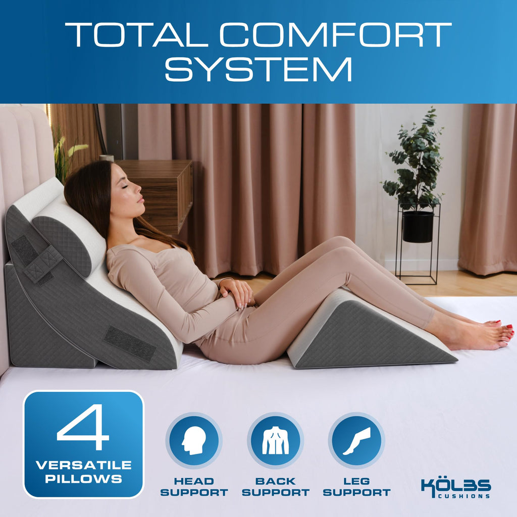 Kolbs Bed Wedge Pillow for Sleep Apnea, Reflux & Back Pain