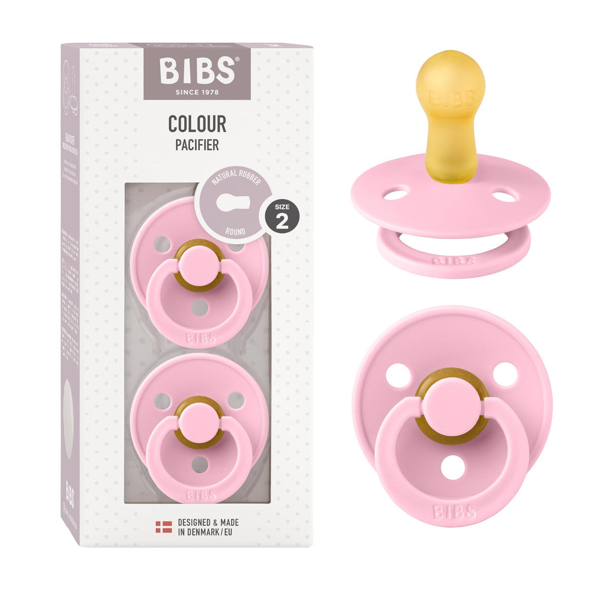 BIBS Colour Baby Pacifier with Round Nipple, Soft Silicone Shield